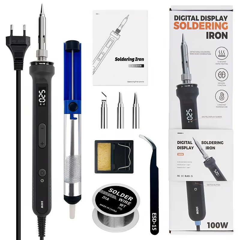 Electronics Repair Shops - 100W Digital Soldering Iron Kit Adjustable‑Temperature